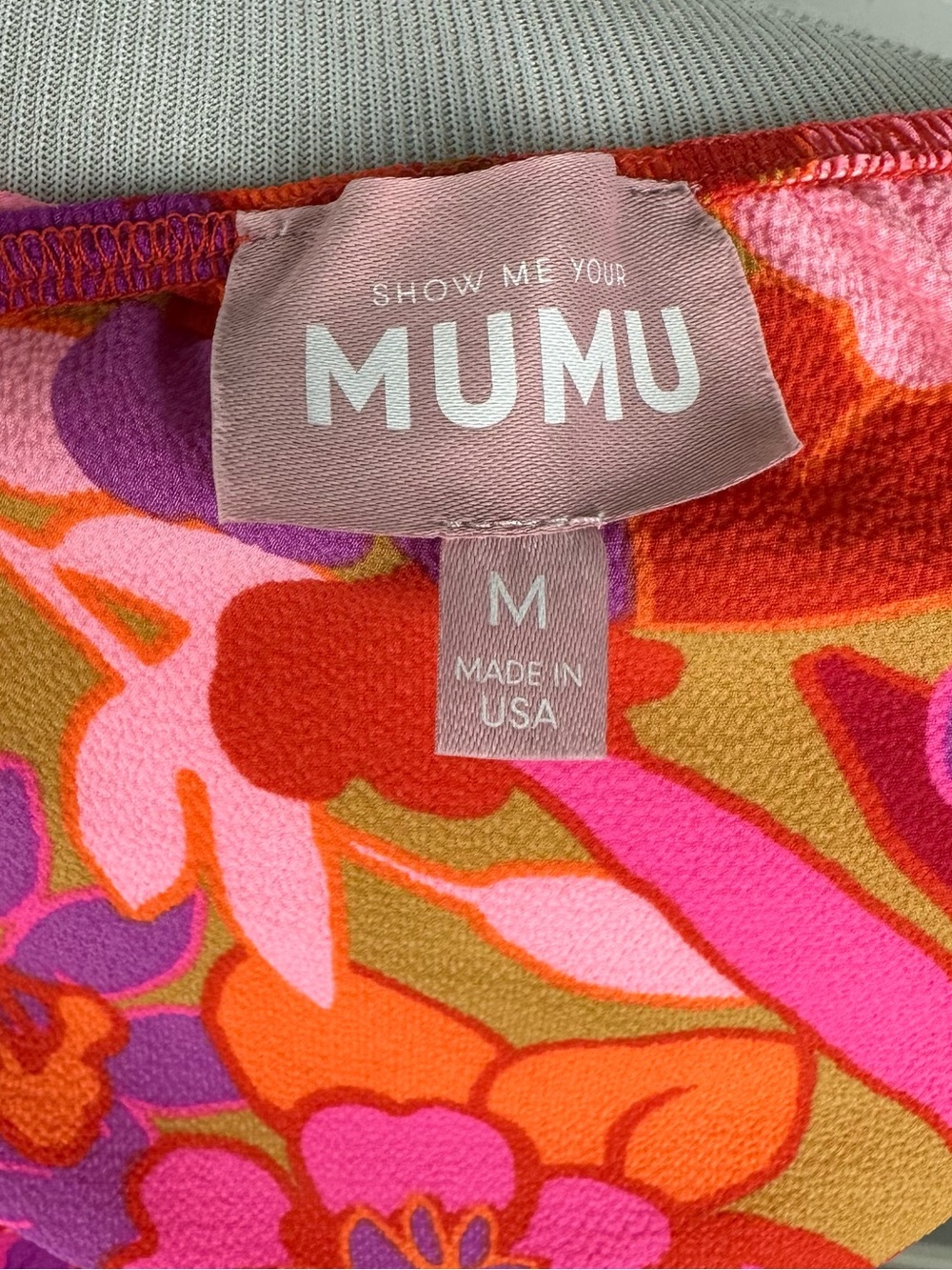 Show Me Your Mumu Teeny Tube Top M Floral Strapless Crop Pink Orange Purple USA - Picture 3 of 6